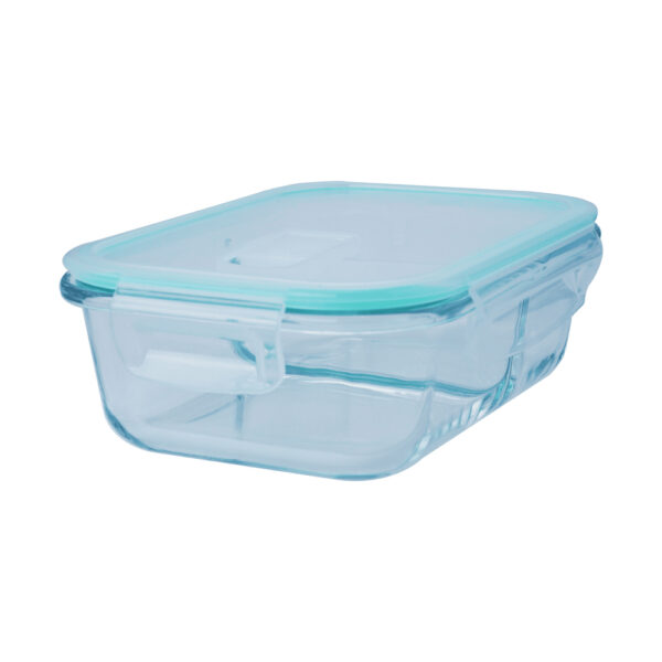 Rectangular shape Glass Food Storage Container ( 2 Compartment )(640ml)