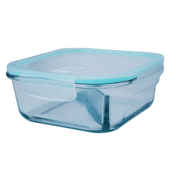 Square shape Glass Food Storage Container ( 2 Compartment )(1200ml)
